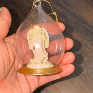 Glass Angel Ornament with Gold Base
